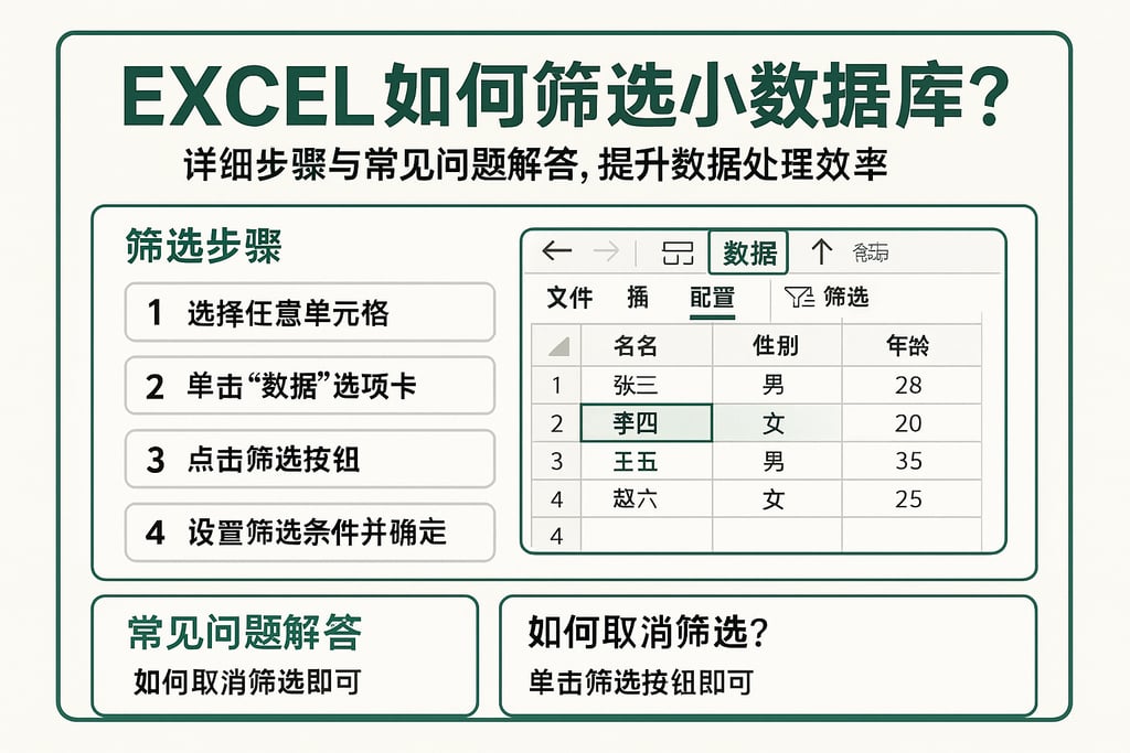 excel如何筛选小数据库？详细步骤与常见问题解答，提升数据处理效率