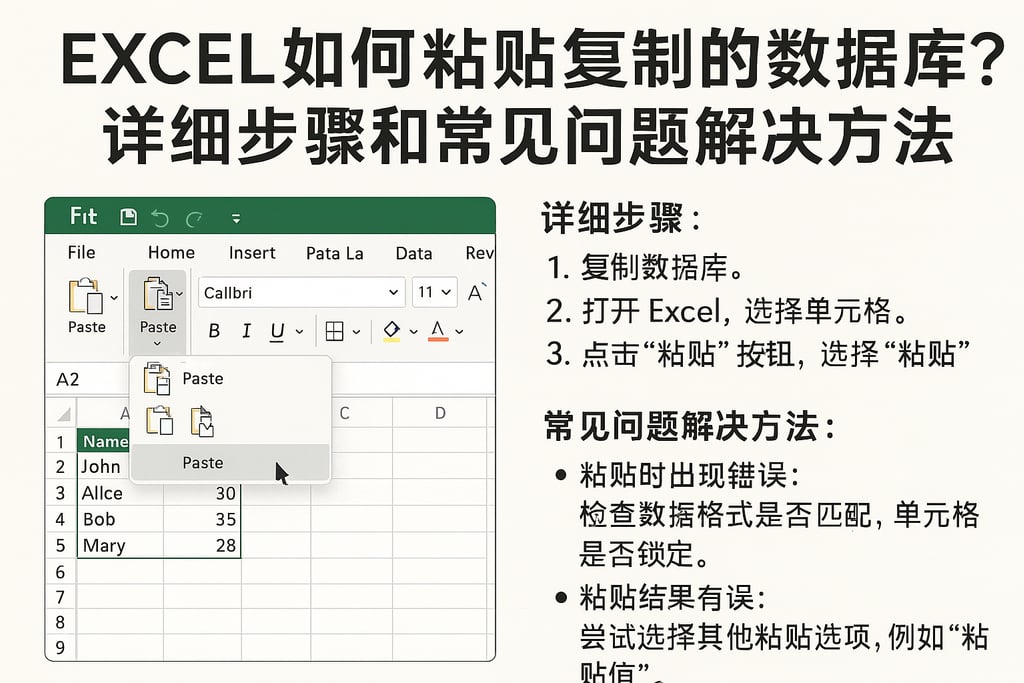 excel如何粘贴复制的数据库？详细步骤和常见问题解决方法