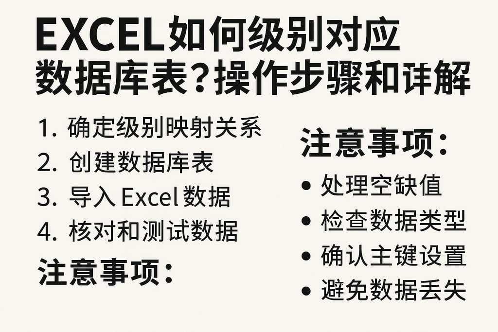 excel如何级别对应数据库表？操作步骤和注意事项详解