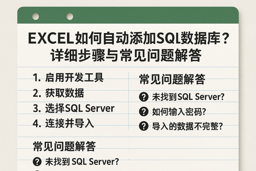 excel如何自动添加sql数据库？详细步骤与常见问题解答