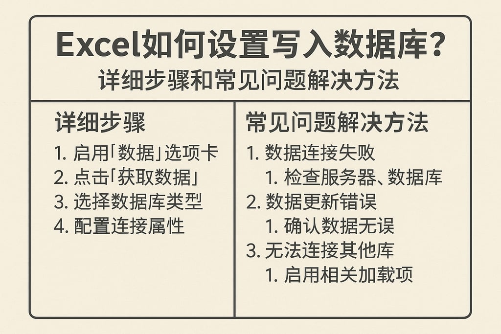 excel如何设置写入数据库？详细步骤和常见问题解决方法