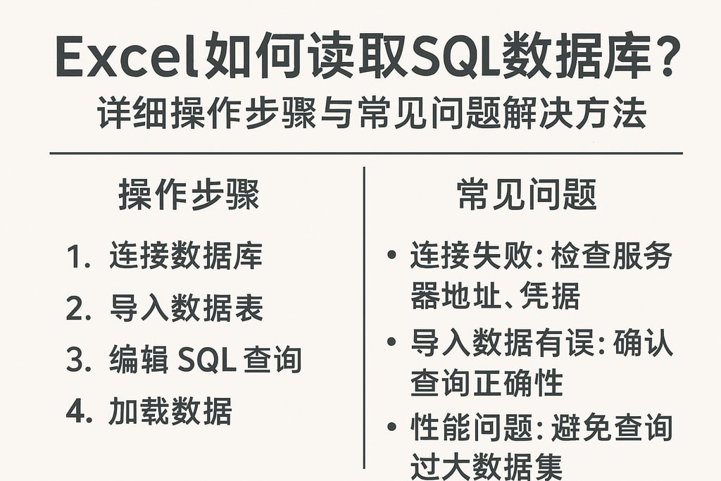 excel如何读取sql数据库？详细操作步骤与常见问题解决方法