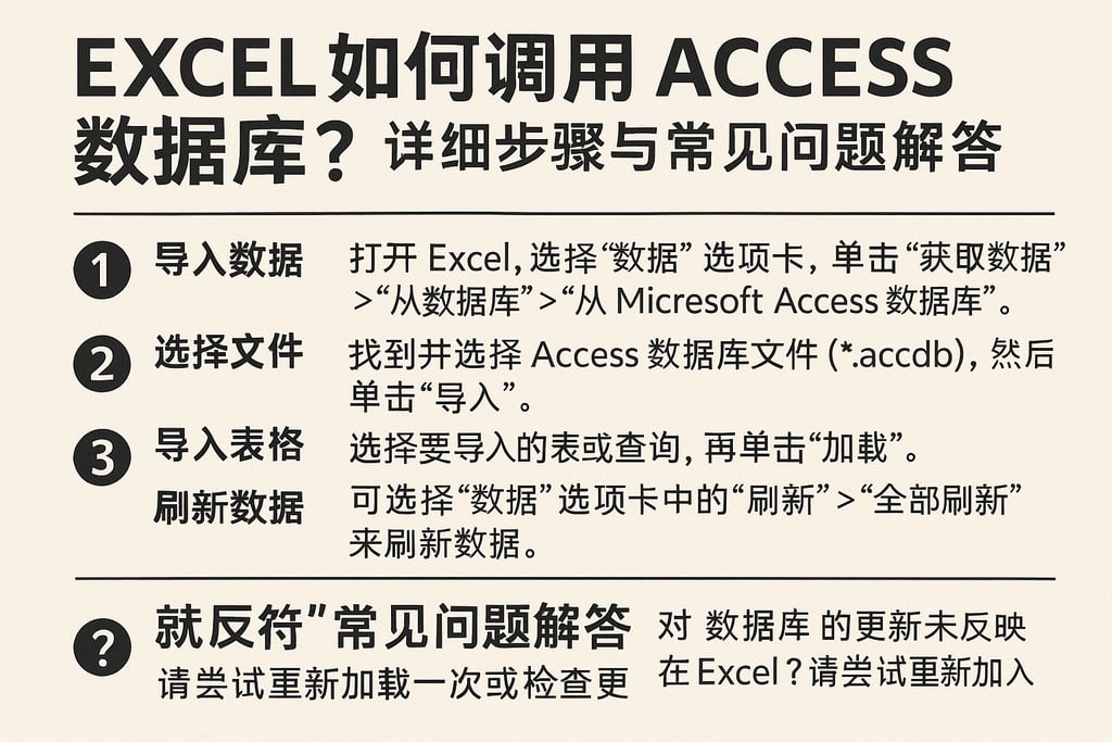 excel如何调用access数据库？详细步骤与常见问题解答