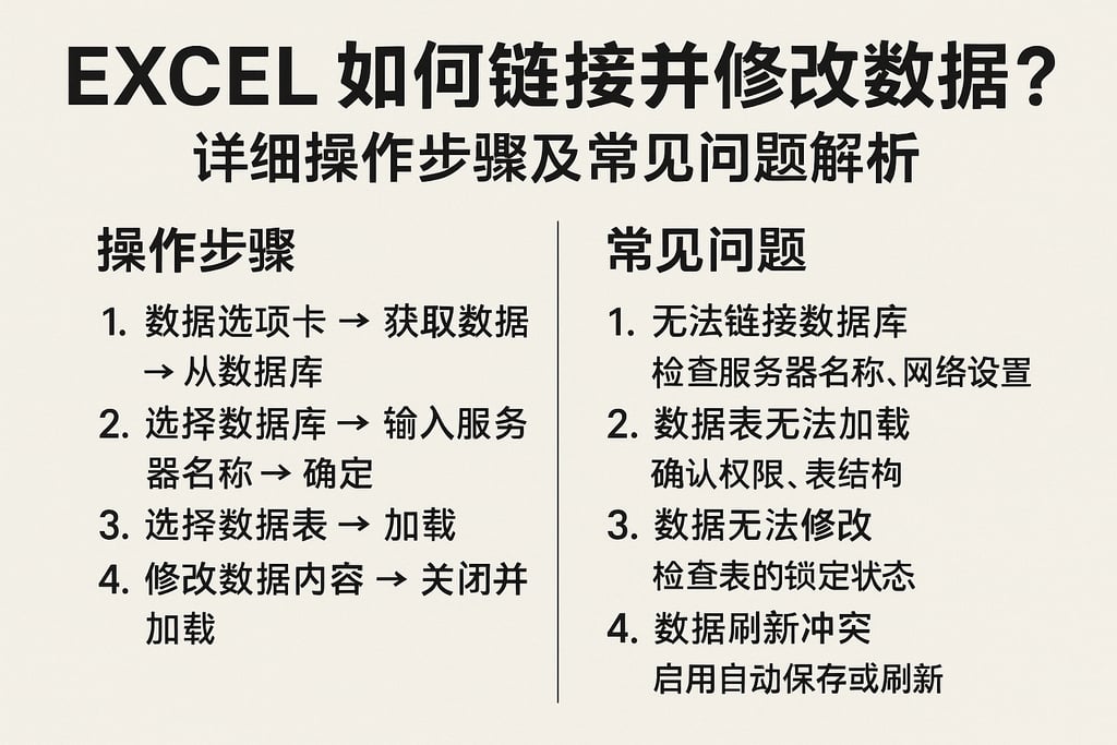 excel如何链接并修改数据库？详细操作步骤及常见问题解析