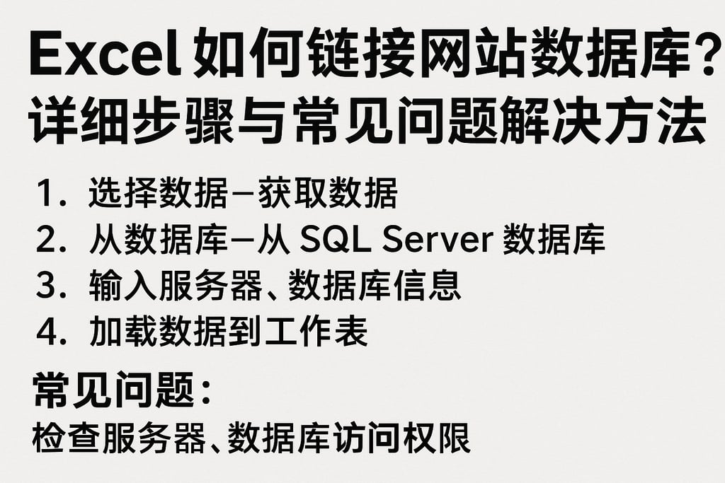 excel如何链接网站数据库？详细步骤与常见问题解决方法