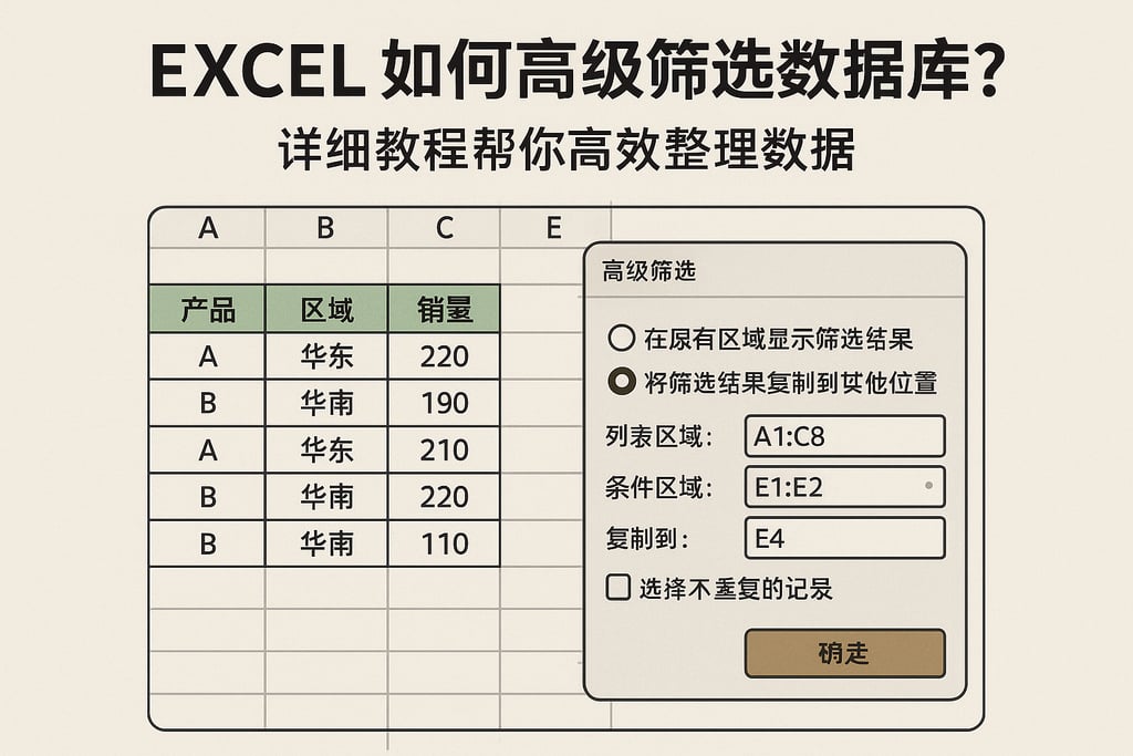 excel如何高级筛选数据库？详细教程帮你高效整理数据