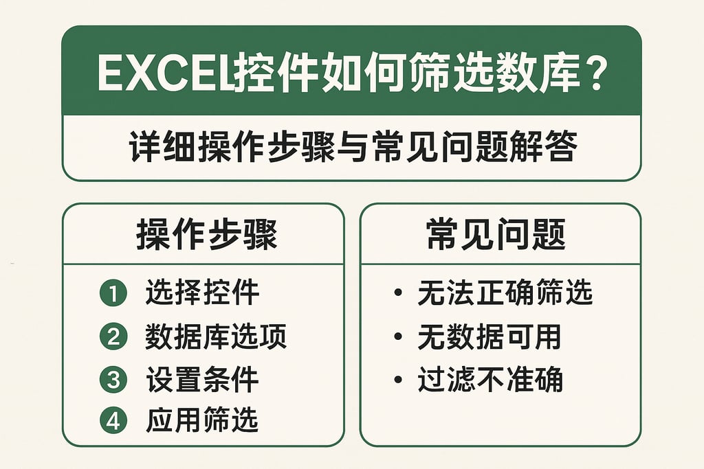 excel控件如何筛选数据库？详细操作步骤与常见问题解答