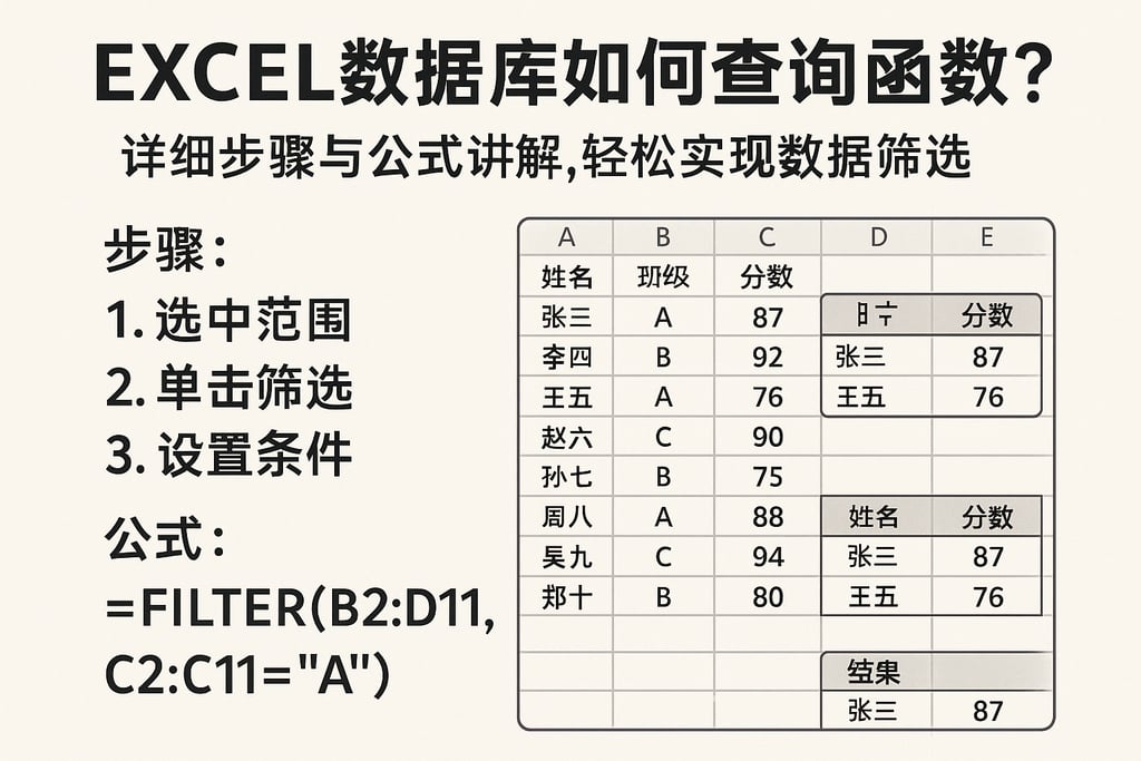 excel数据库如何查询函数？详细步骤与公式讲解，轻松实现数据筛选