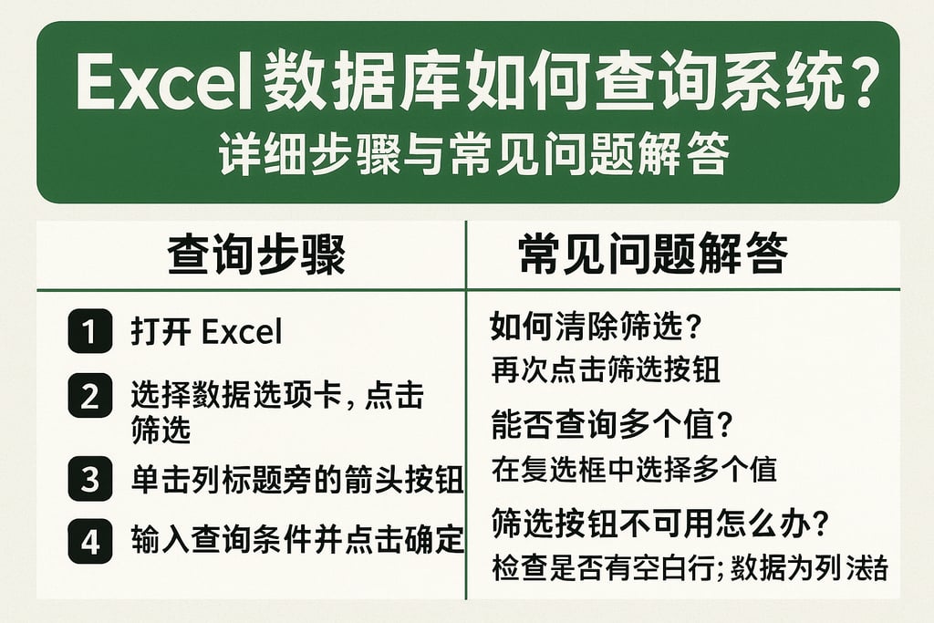 excel数据库如何查询系统？详细步骤与常见问题解答