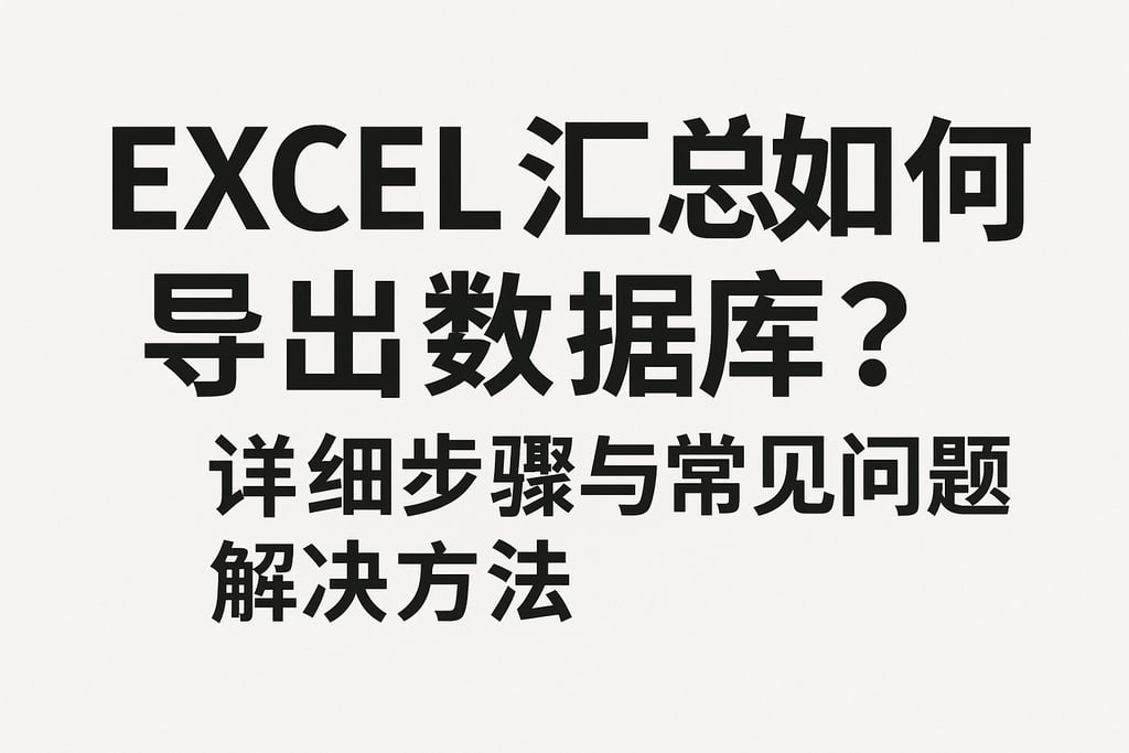excel汇总如何导出数据库？详细步骤与常见问题解决方法