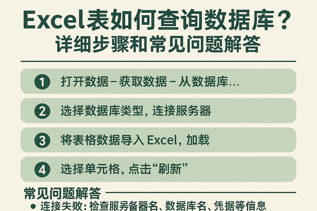 excel表如何查询数据库？详细步骤和常见问题解答