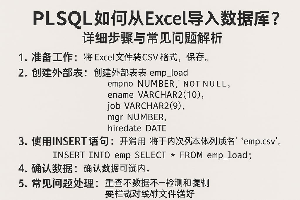 plsql如何从excel导入数据库？详细步骤与常见问题解析