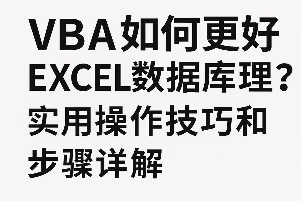 vba如何更好excel数据库管理？实用操作技巧和步骤详解