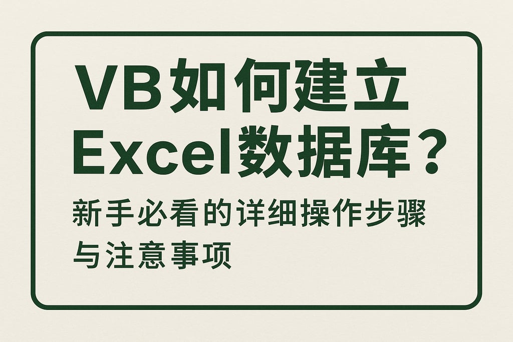 vb如何建立excel数据库？新手必看的详细操作步骤与注意事项