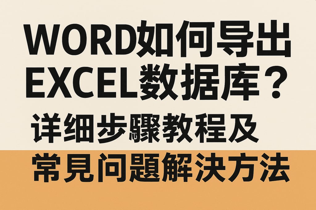 word如何导出excel数据库？详细步骤教程及常见问题解决方法