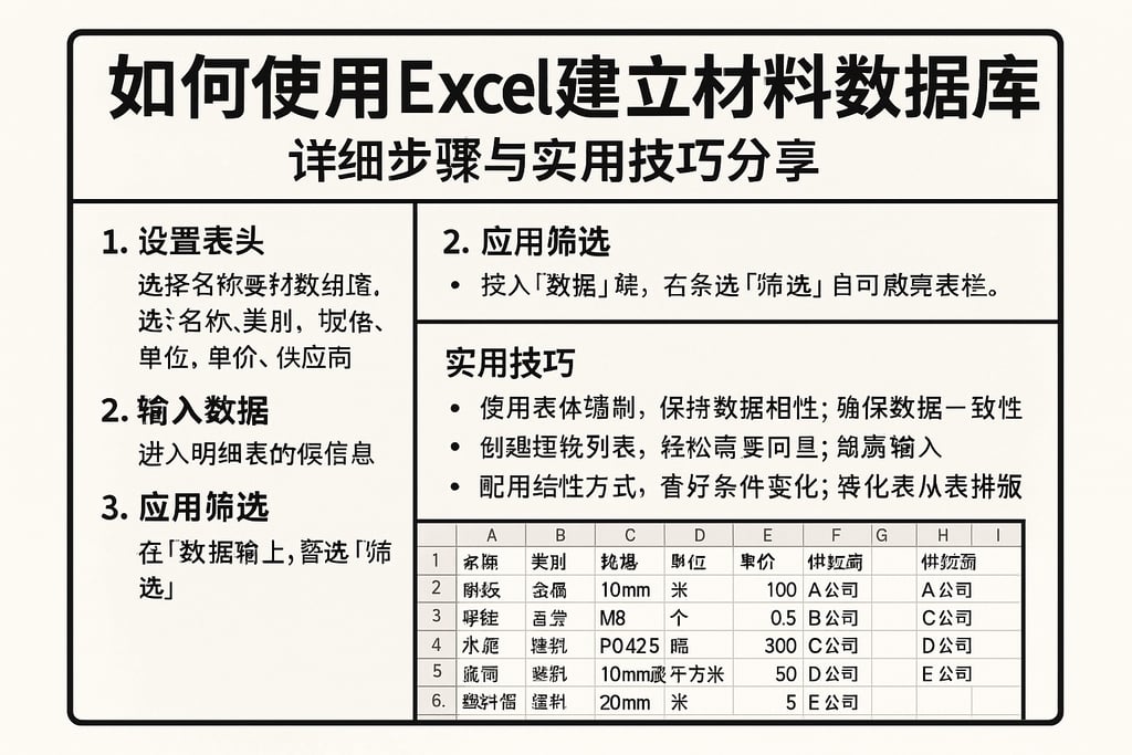 如何使用Excel建立材料数据库？详细步骤与实用技巧分享
