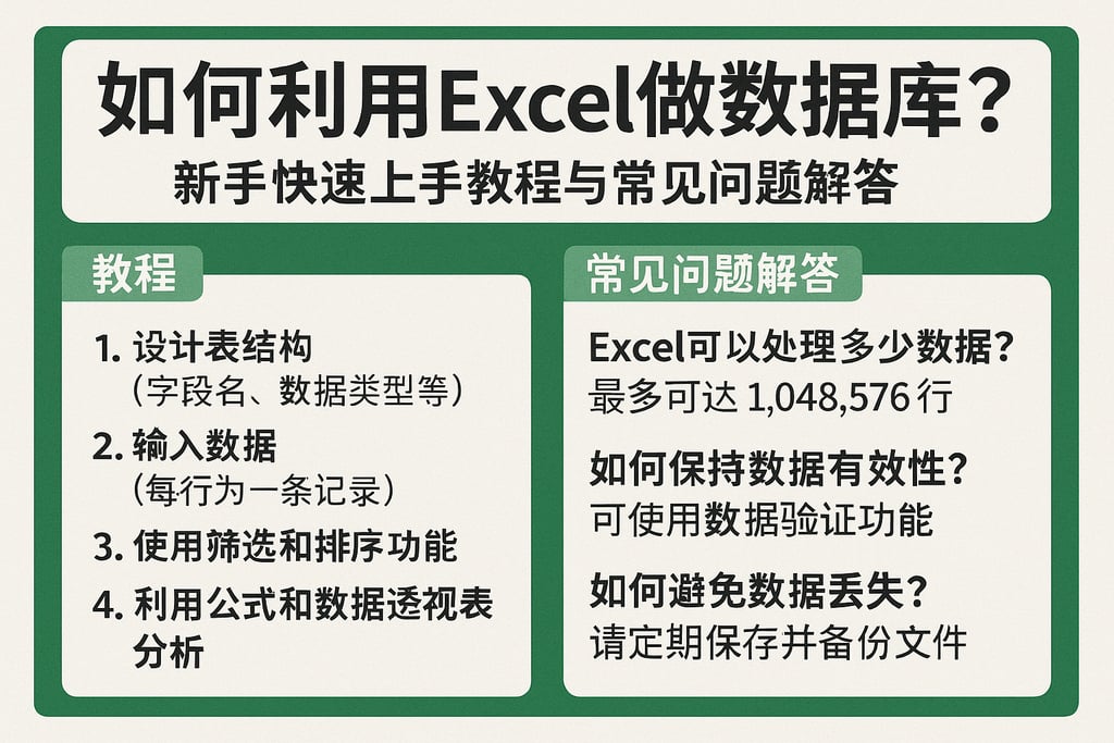 如何利用Excel做数据库？新手快速上手教程与常见问题解答