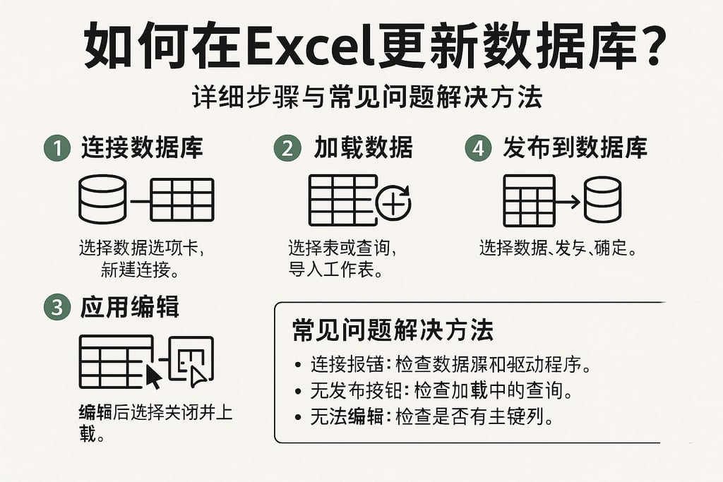 如何在Excel更新数据库？详细步骤与常见问题解决方法