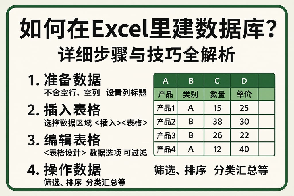 如何在Excel里建数据库？详细步骤与技巧全解析
