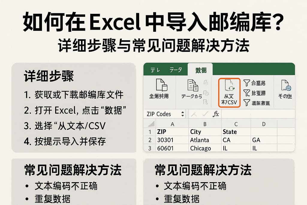 如何在excel中导入邮编库？详细步骤与常见问题解决方法