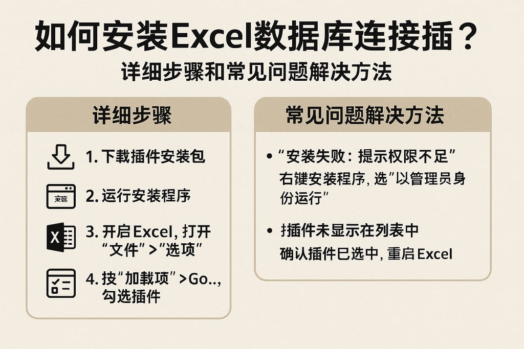 如何安装excel数据库连接插件？详细步骤和常见问题解决方法
