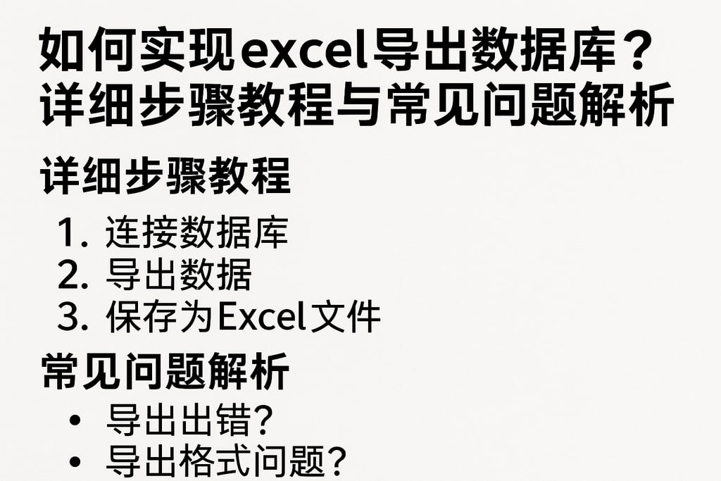 如何实现excel导出数据库？详细步骤教程与常见问题解析