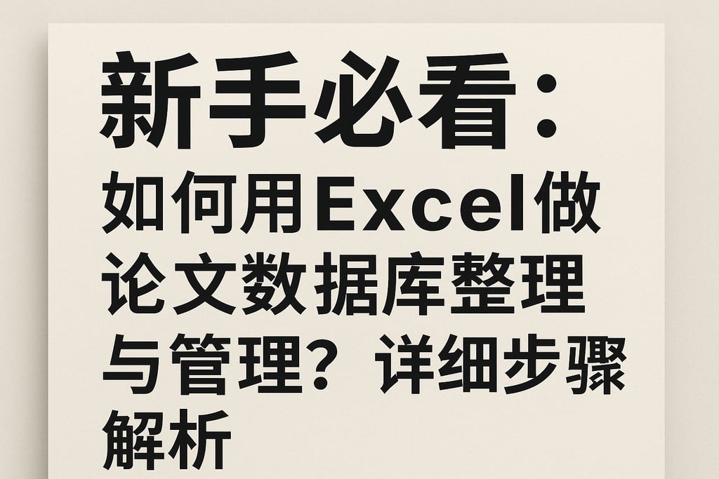 新手必看：如何用Excel做论文数据库整理与管理？详细步骤解析