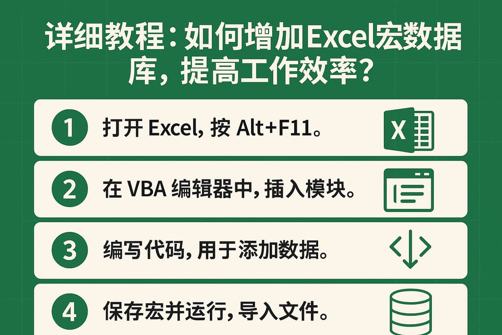 详细教程：如何增加Excel宏数据库，提高工作效率？