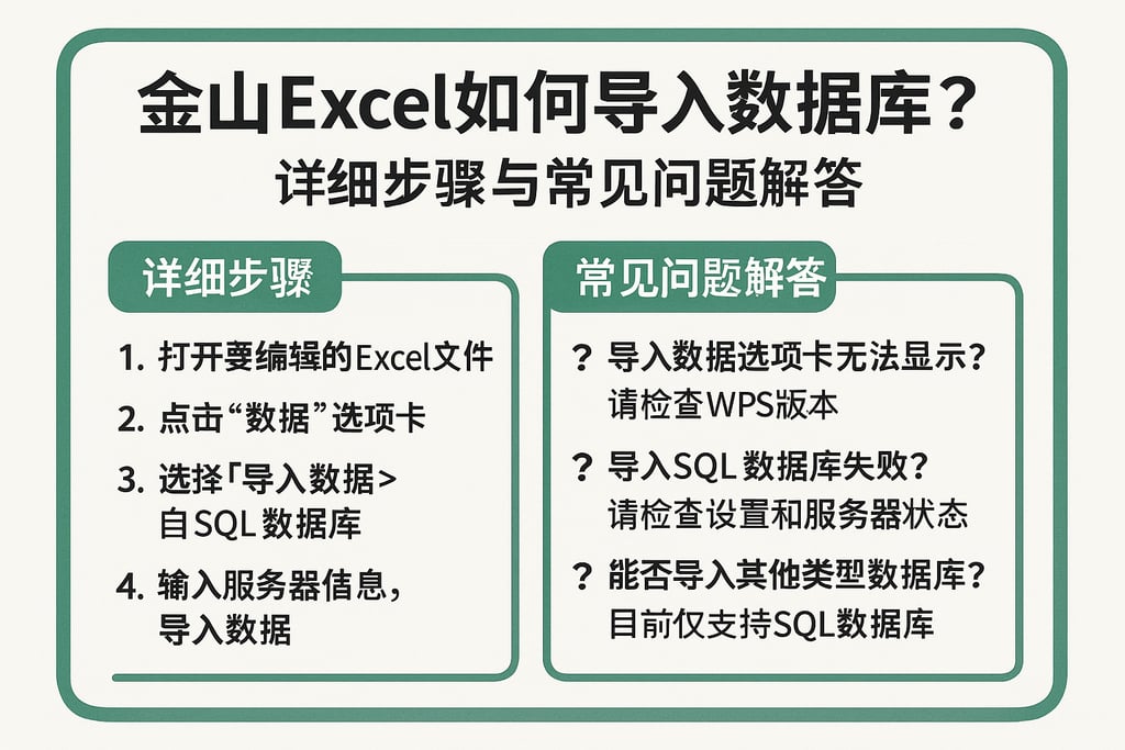 金山Excel如何导入数据库？详细步骤与常见问题解答