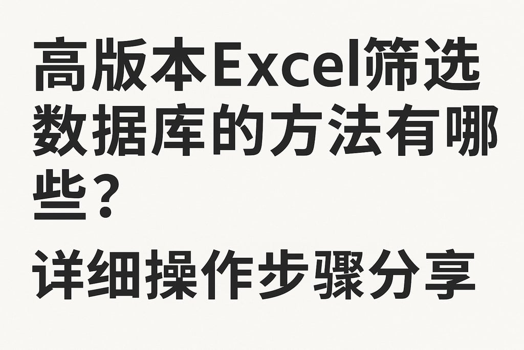高版本Excel筛选数据库的方法有哪些？详细操作步骤分享