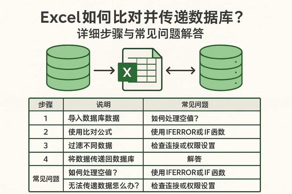 Excel如何比对并传递数据库？详细步骤与常见问题解答