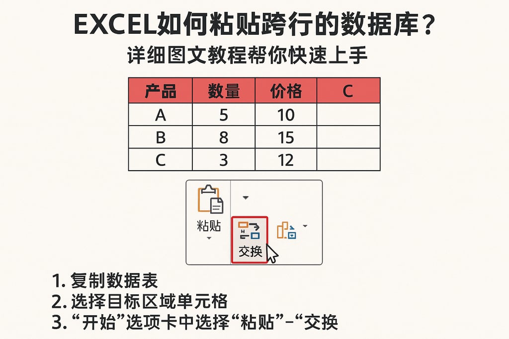 Excel如何粘贴跨行的数据库？详细图文教程帮你快速上手