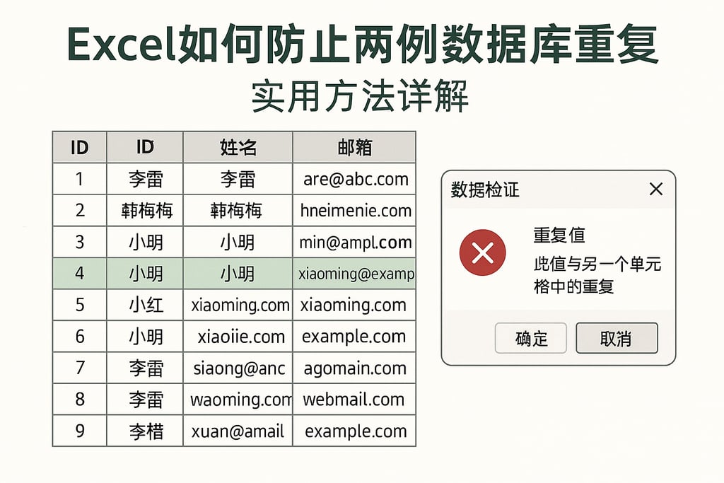 Excel如何防止两例数据库重复，实用方法详解