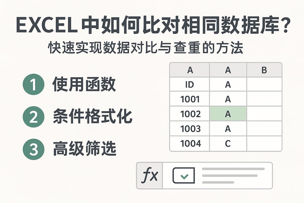 excel中如何比对相同数据库？快速实现数据对比与查重的方法 | 零代码企业数字化知识站