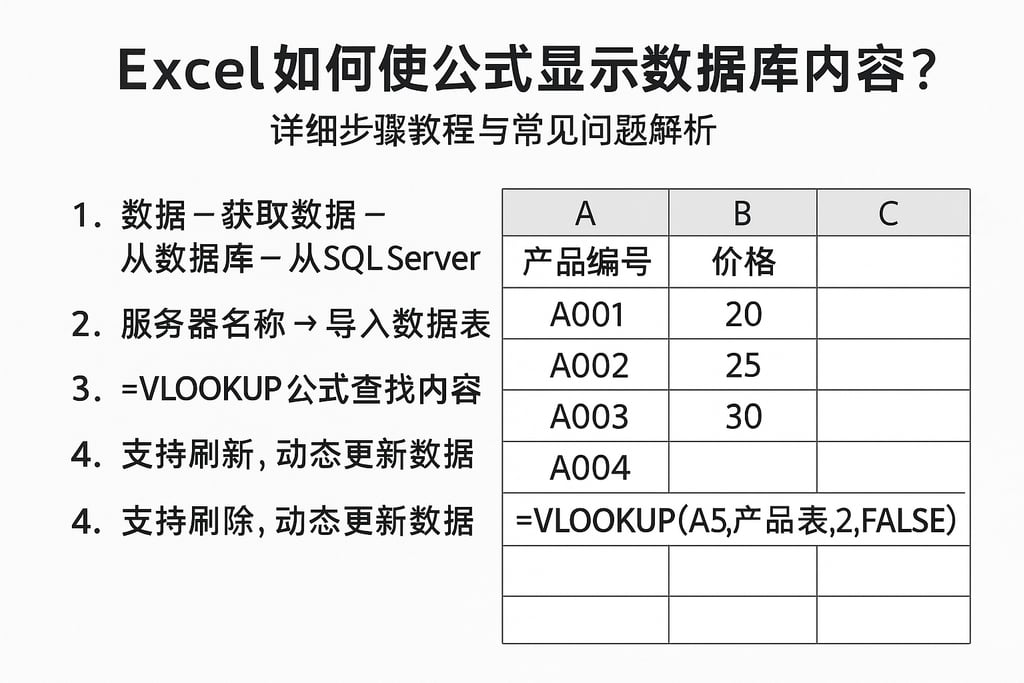 excel如何使公式显示数据库内容?详细步骤教程与常见问题解析 | 零代码企业数字化知识站