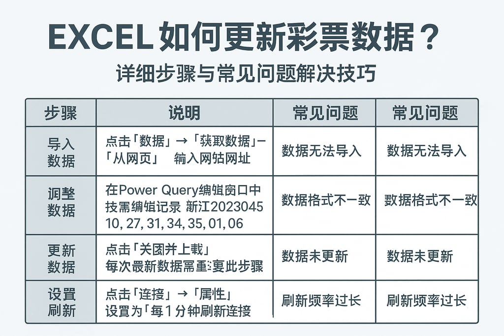 excel如何更新彩票数据库？详细步骤与常见问题解决技巧