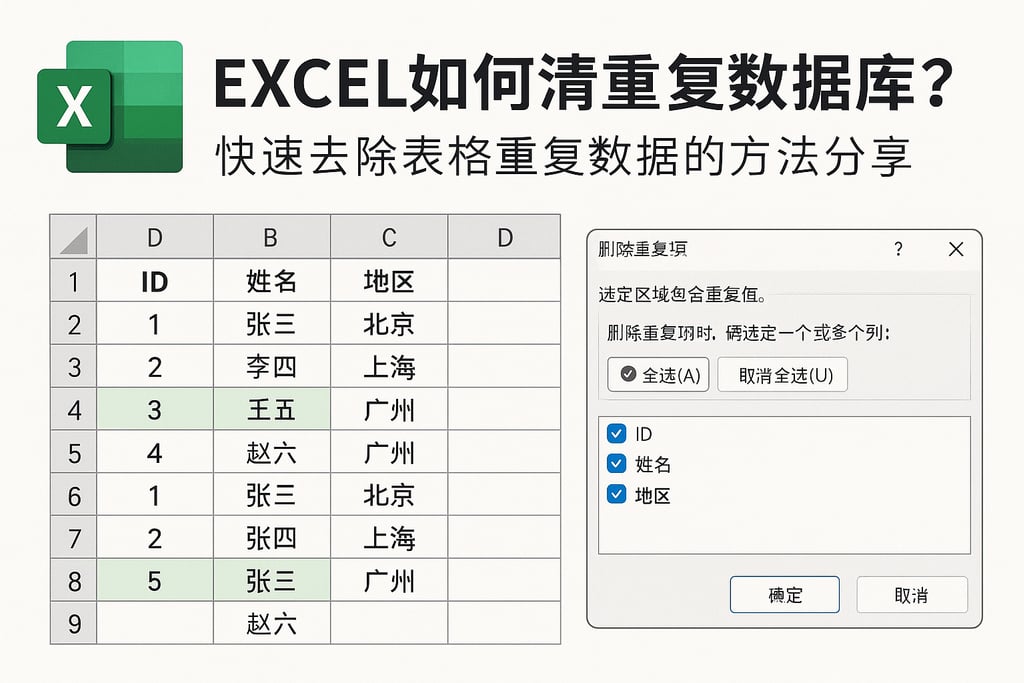excel如何清重复数据库？快速去除表格重复数据的方法分享