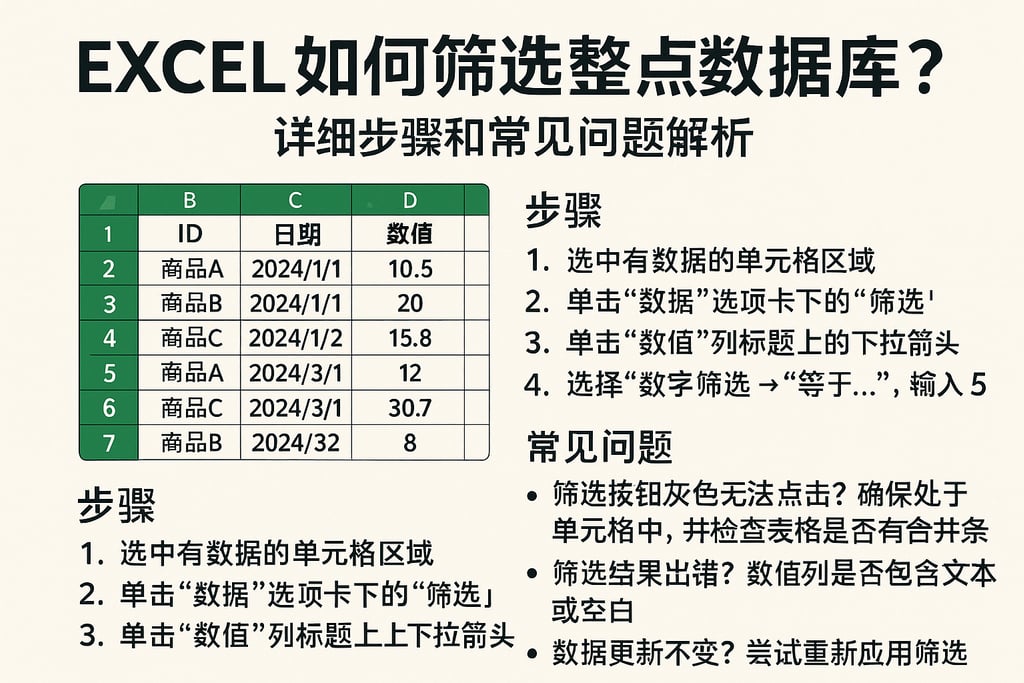 excel如何筛选整点数据库？详细步骤和常见问题解析