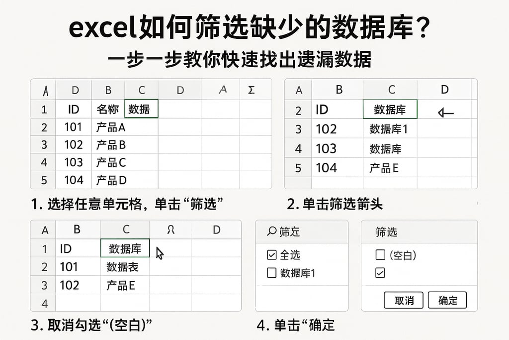 excel如何筛选缺少的数据库？一步一步教你快速找出遗漏数据