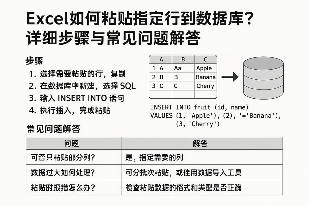 excel如何粘贴指定行数据库？详细步骤与常见问题解答