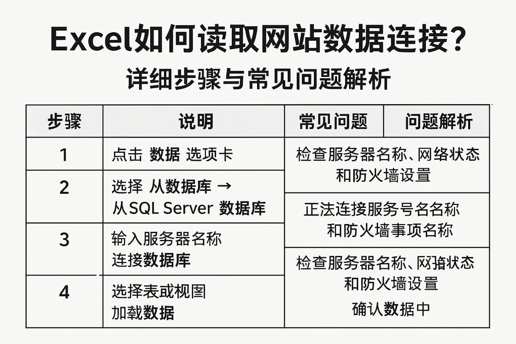 excel如何读取网站数据库连接？详细步骤与常见问题解析