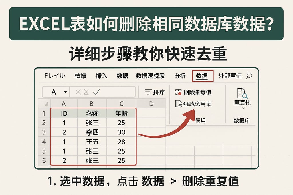 excel表如何删除相同数据库数据？详细步骤教你快速去重