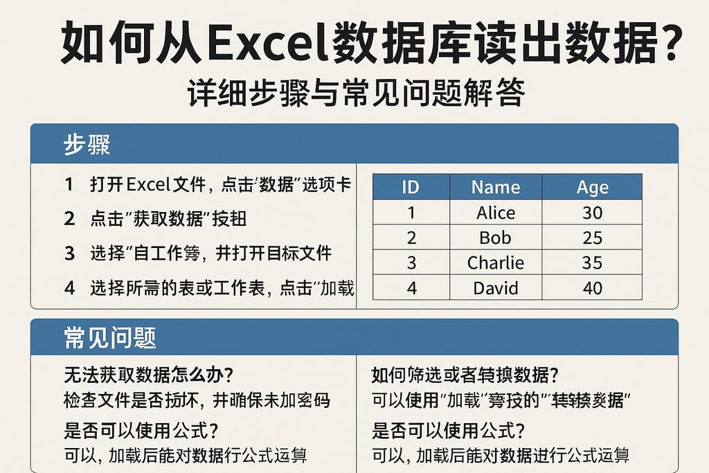 如何从Excel数据库读出数据？详细步骤与常见问题解答
