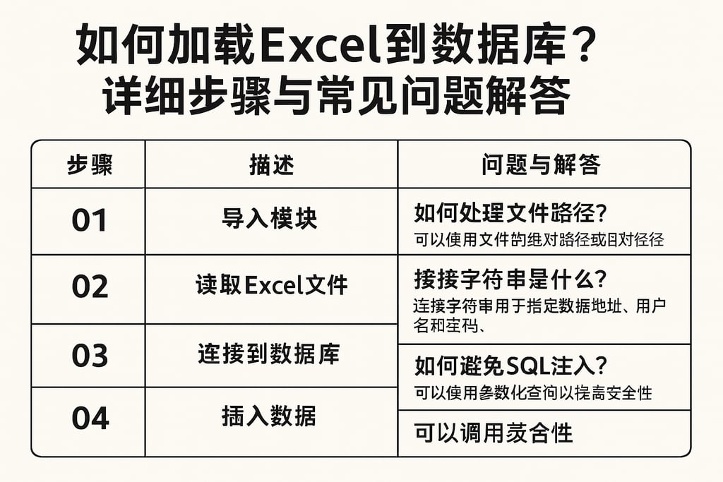 如何加载Excel到数据库连接？详细步骤与常见问题解答
