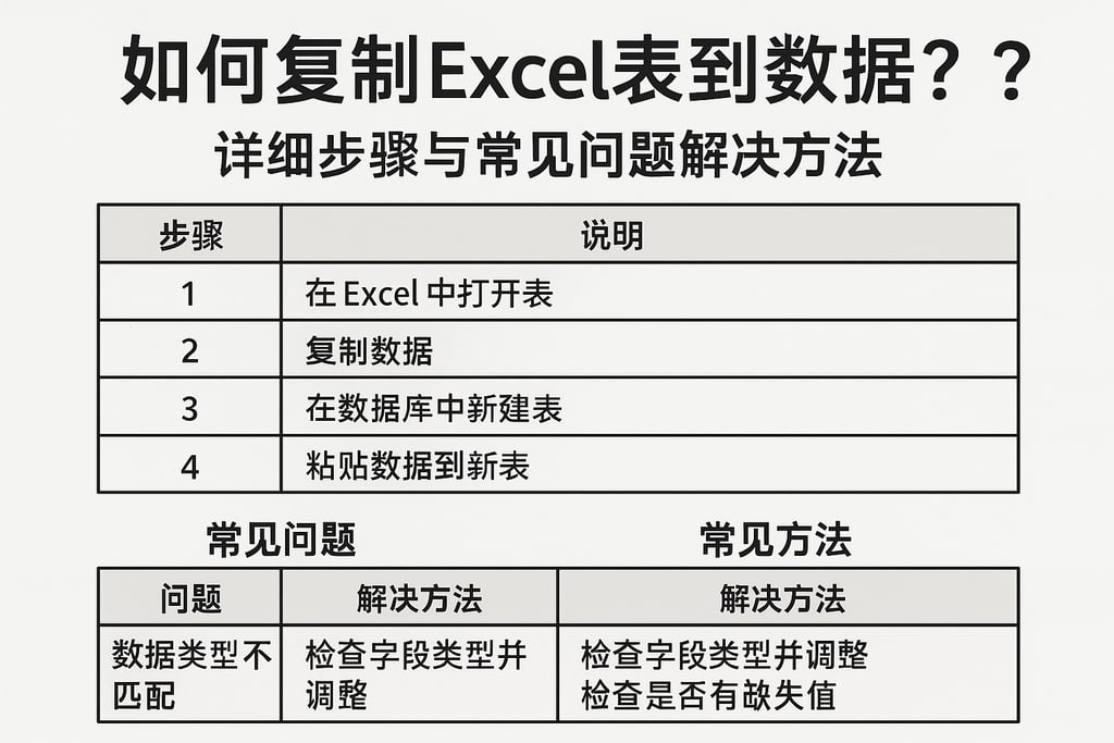 如何复制Excel表到数据库？详细步骤与常见问题解决方法