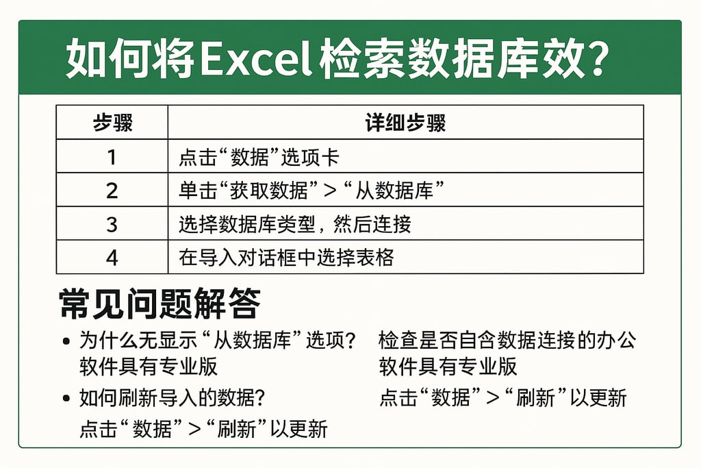 如何将Excel检索数据库？详细步骤与常见问题解答