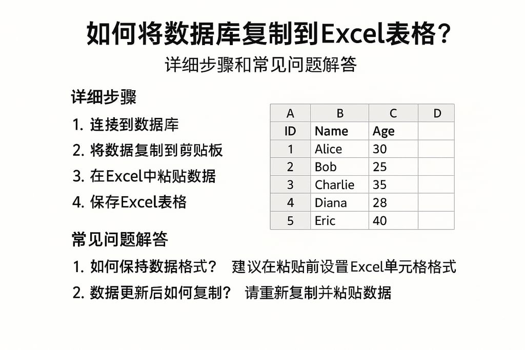 如何将数据库复制到Excel表格？详细步骤和常见问题解答