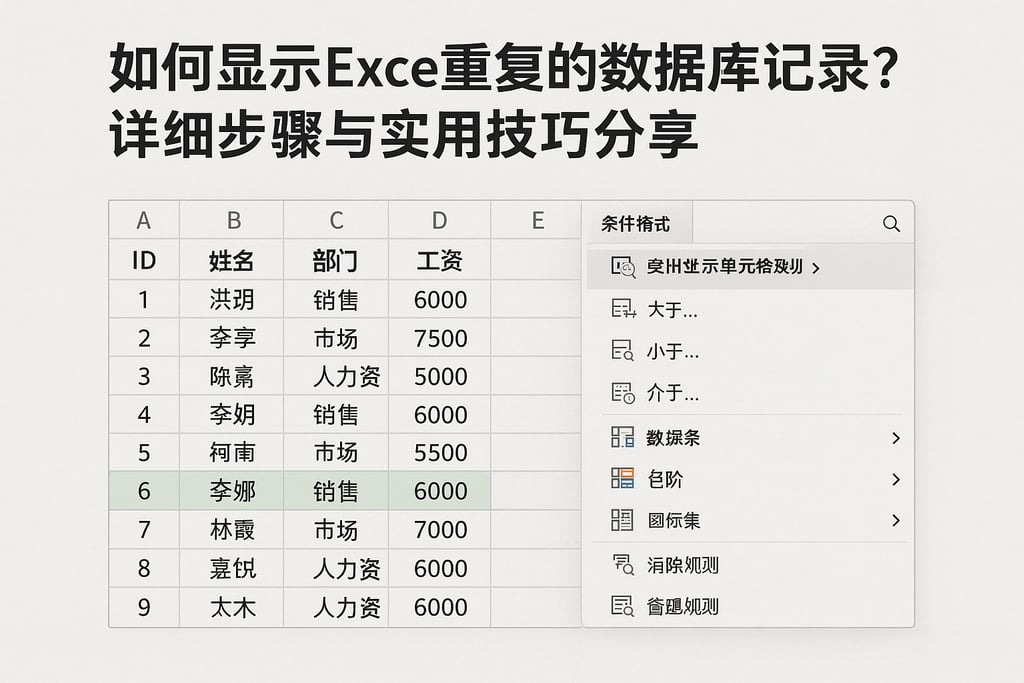 如何显示Excel重复的数据库记录？详细步骤与实用技巧分享