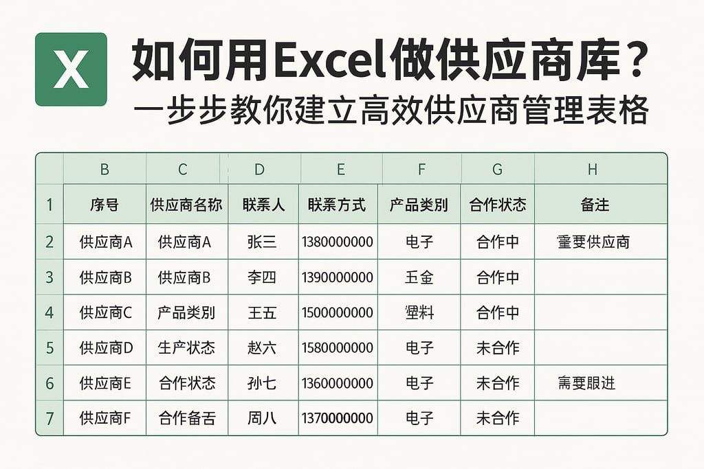 如何用Excel做供应商库？一步步教你建立高效供应商管理表格