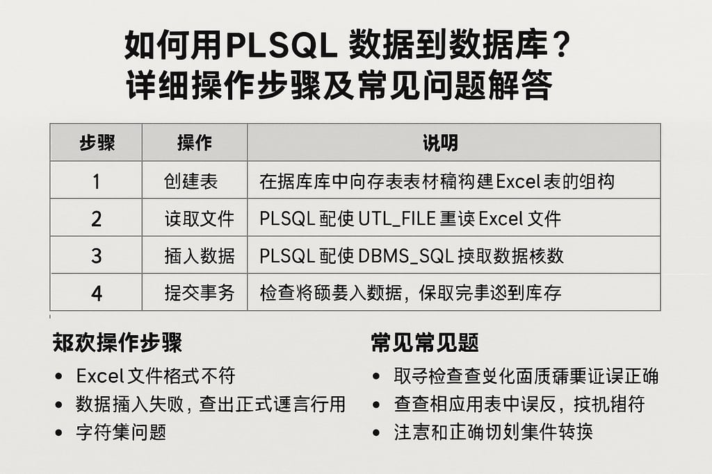 如何用PLSQL导入Excel数据到数据库？详细操作步骤及常见问题解答